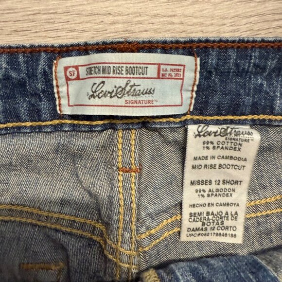 Levi Stretch Boot Cut Jeans Size 12 Short Womens Mid Rise Blue Medium Wash - Picture 7 of 13